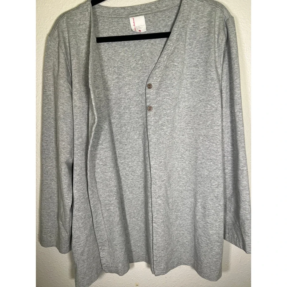 Hanna‎ Andersson Cardigan Women XL Gray V-Neck Long Sleeve Jersey Knit Layering